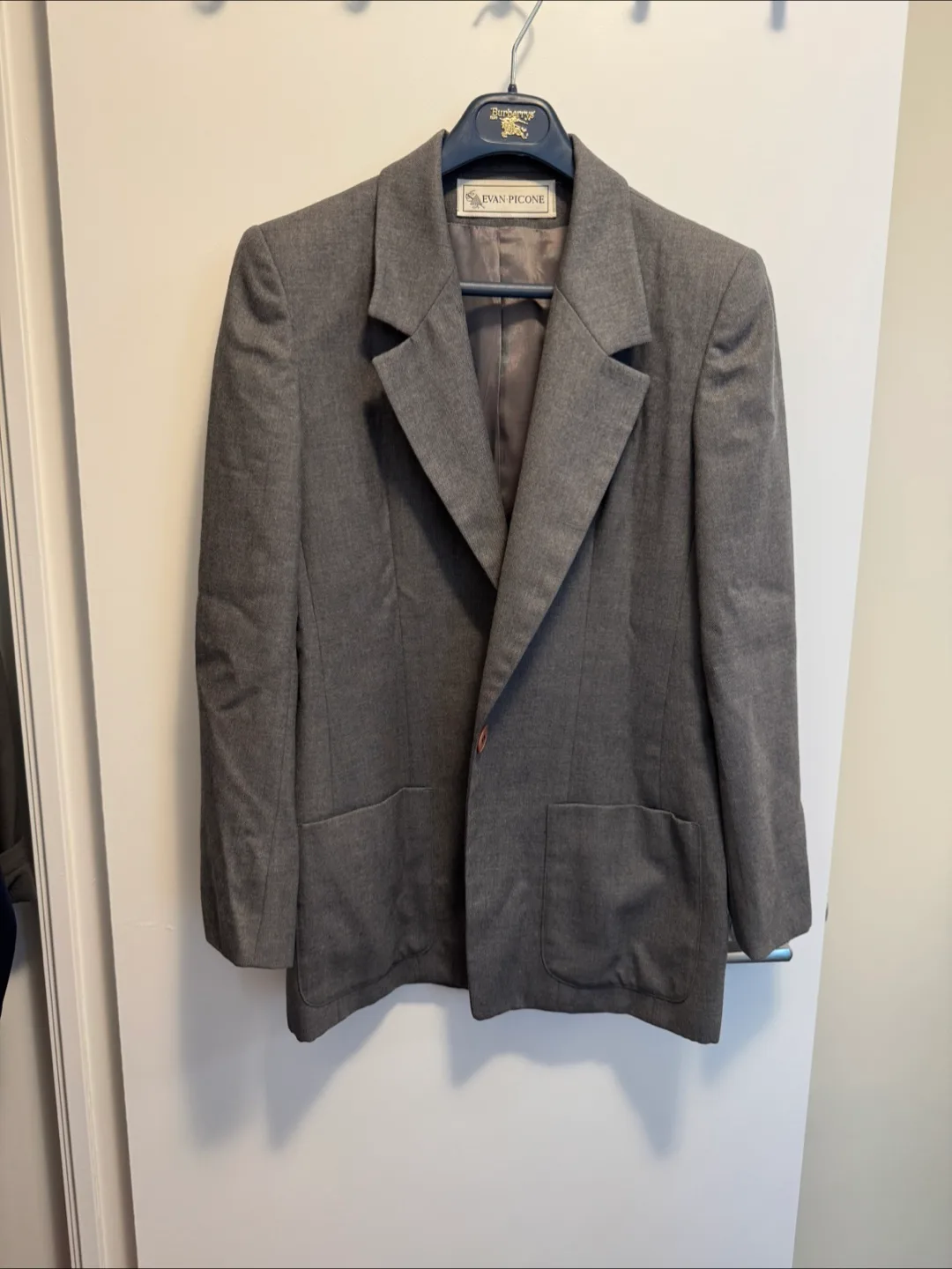 Evan Picone Grey Wool Blazer M thumbnail