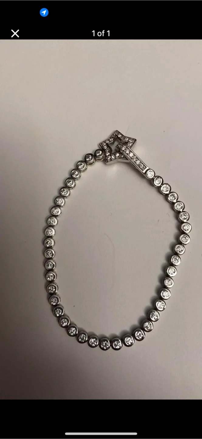 Silver Tennis Bracelet with Star Clasp thumbnail