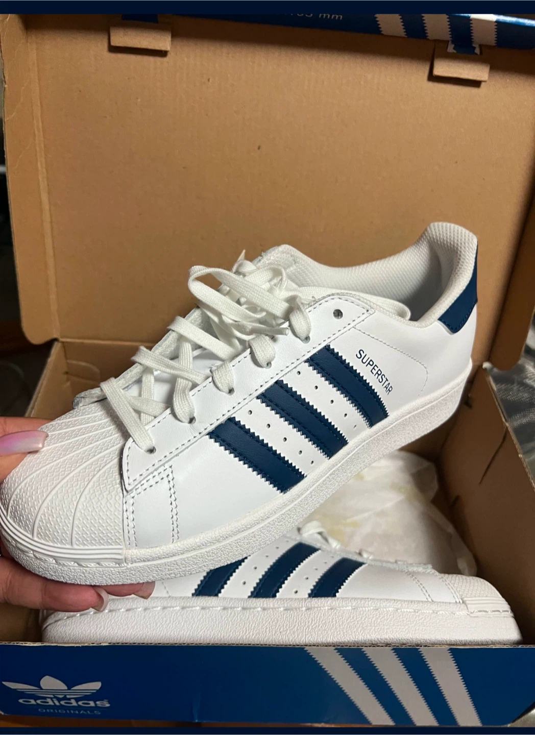 Adidas Superstar J White/Navy Shoes - New in Box!