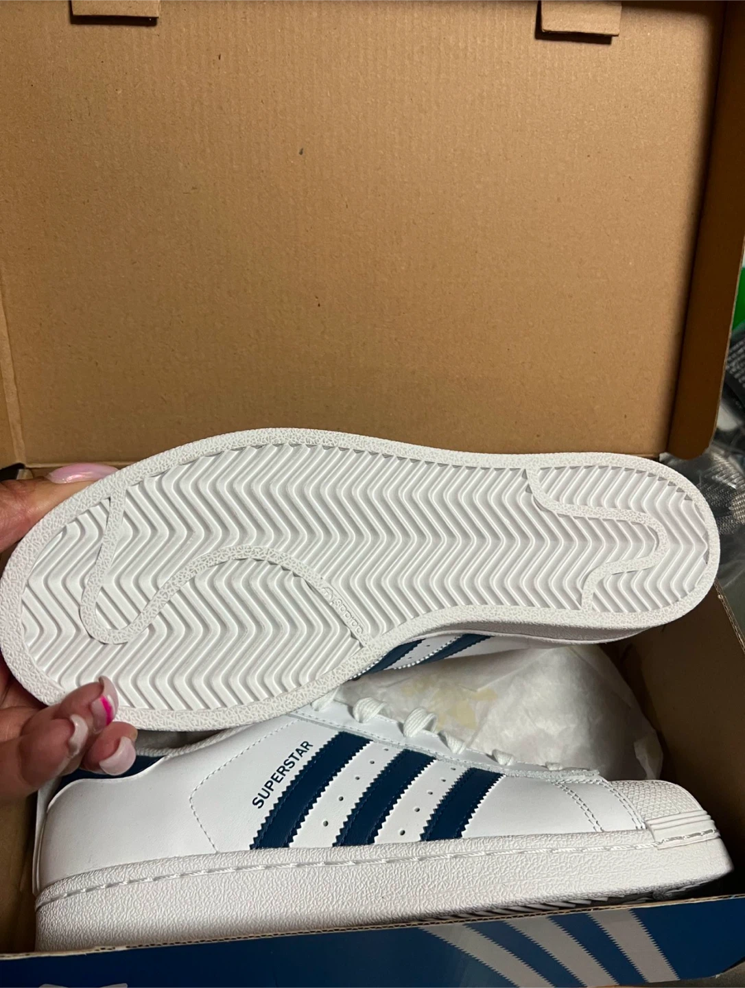 Adidas Superstar J White/Navy Shoes - New in Box! - photo 3