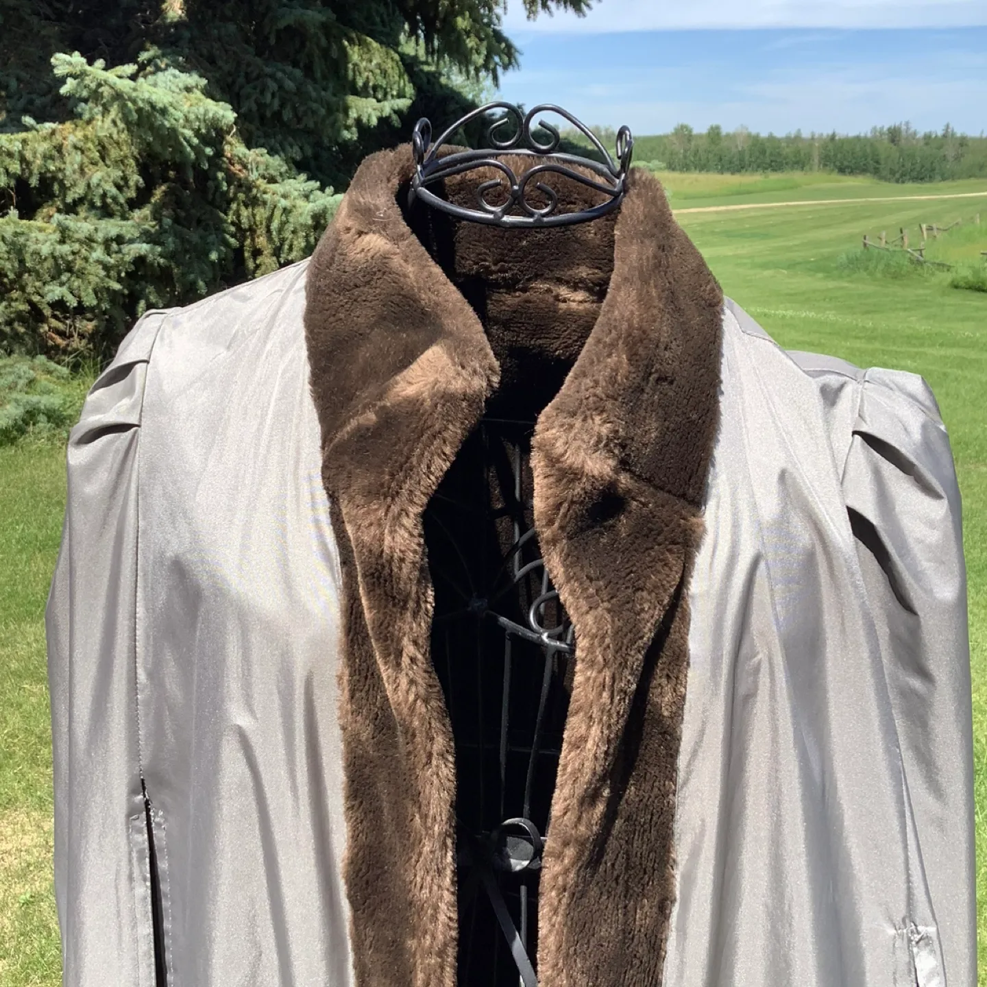 Brown Faux velvet Cape image indicator(2)