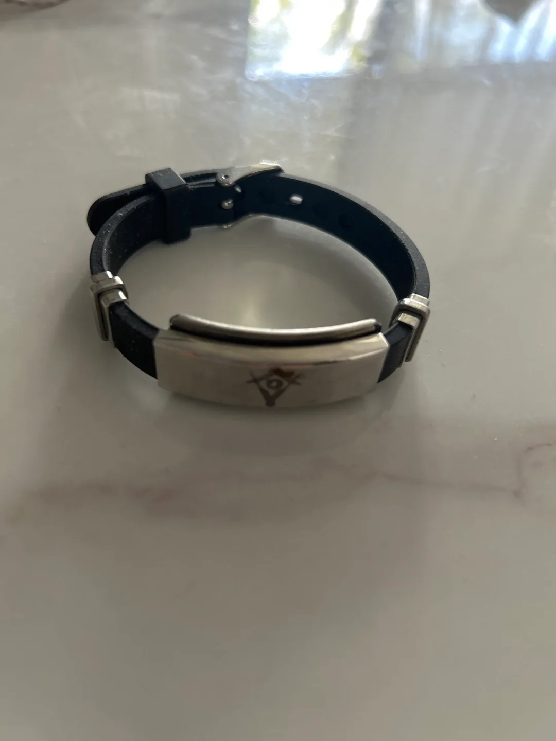 Stainless Steel & Black Rubber Bracelet thumbnail