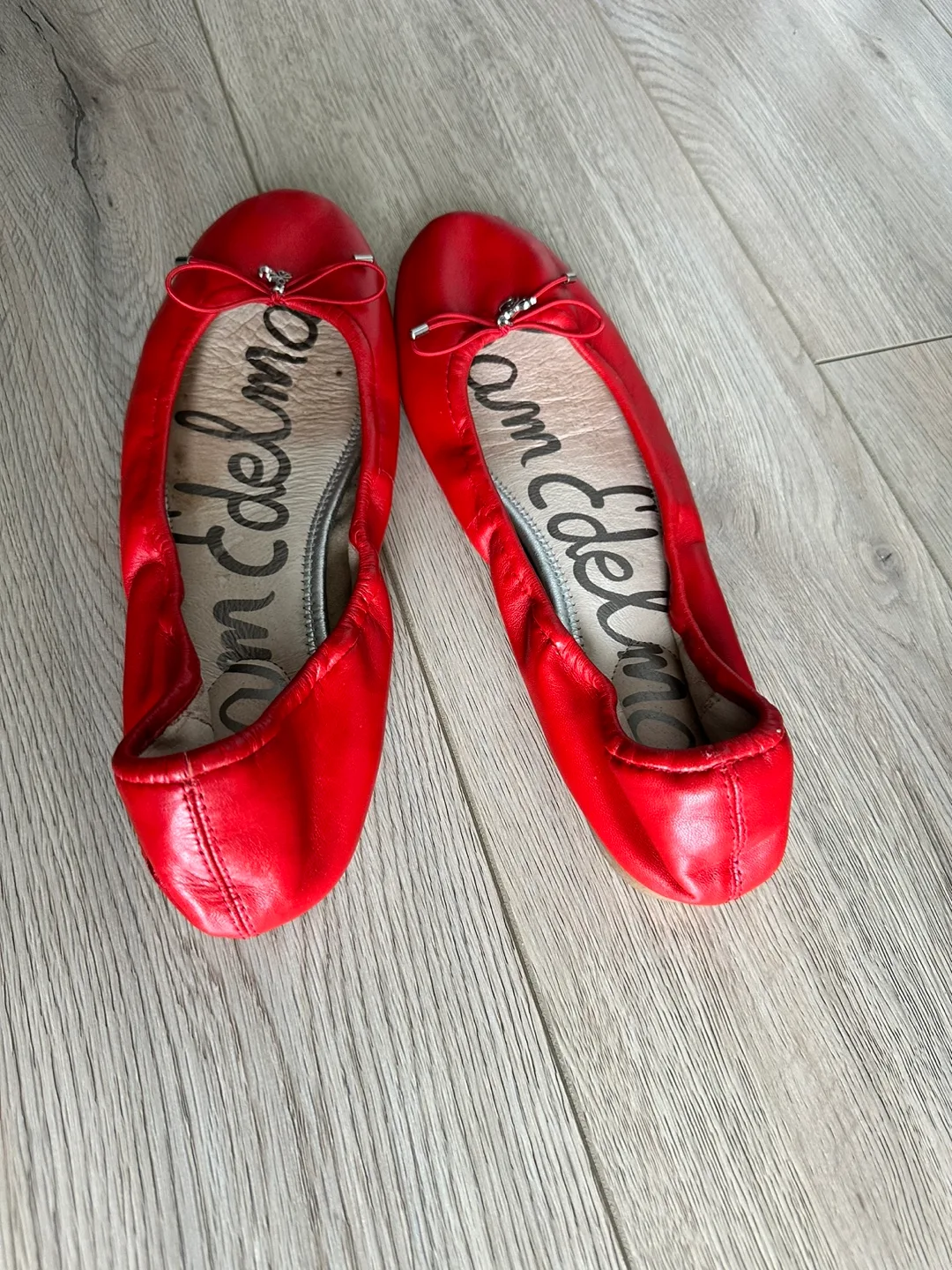 Sam Edelman Red Leather Ballet Flats Size 9 image indicator(2)