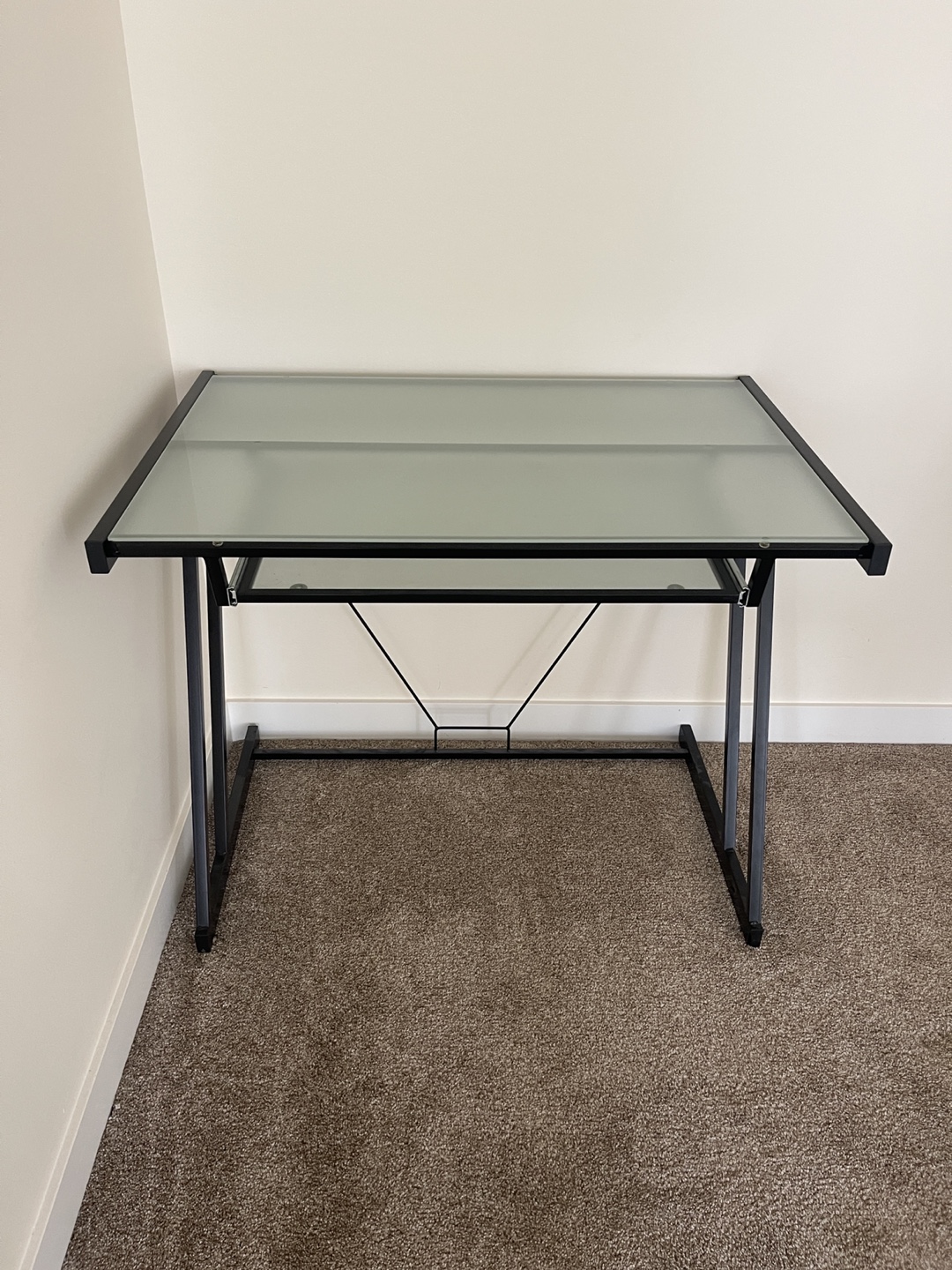 Glass Top Desk with Black Frame