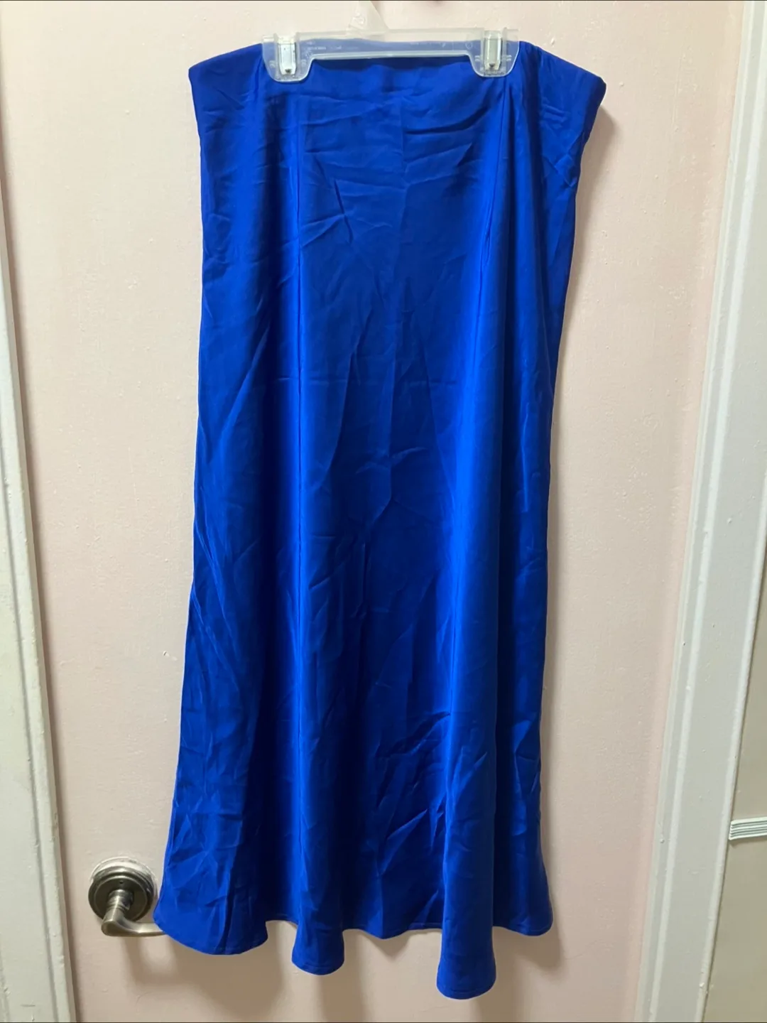 Blue Satin Midi Skirt thumbnail