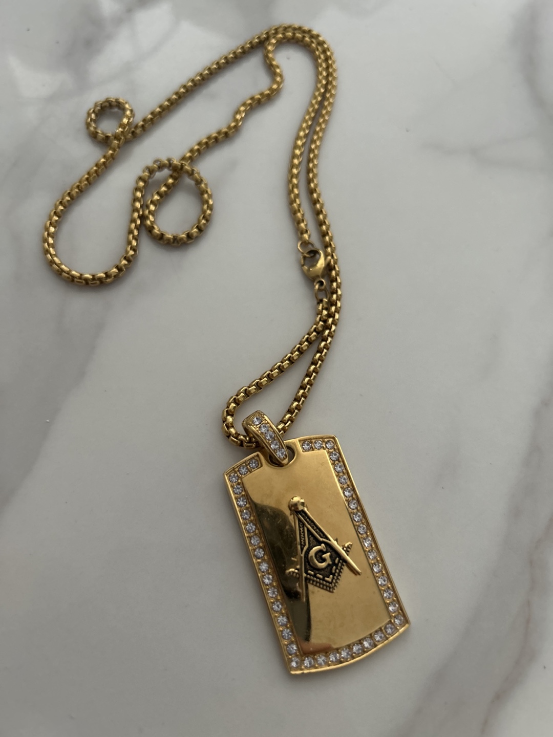 Gold Masonic Pendant Necklace