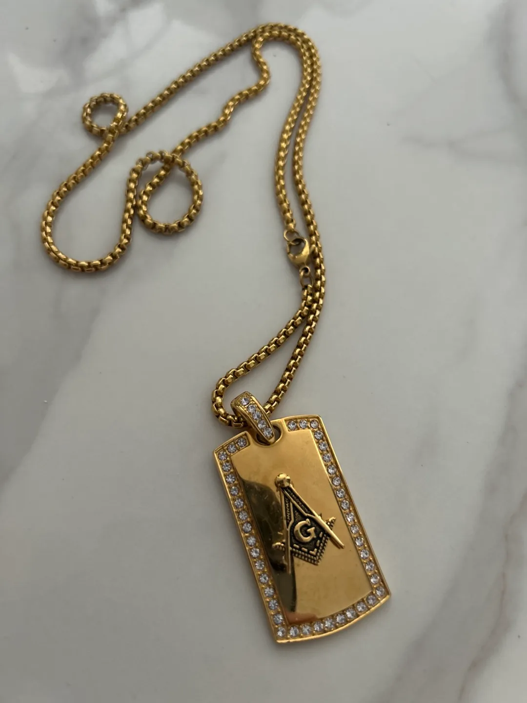 Gold Masonic Pendant Necklace thumbnail