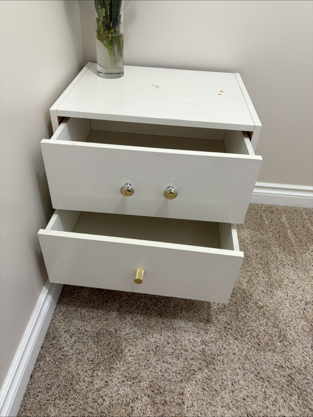 White 2 Drawer Nightstand - photo 4