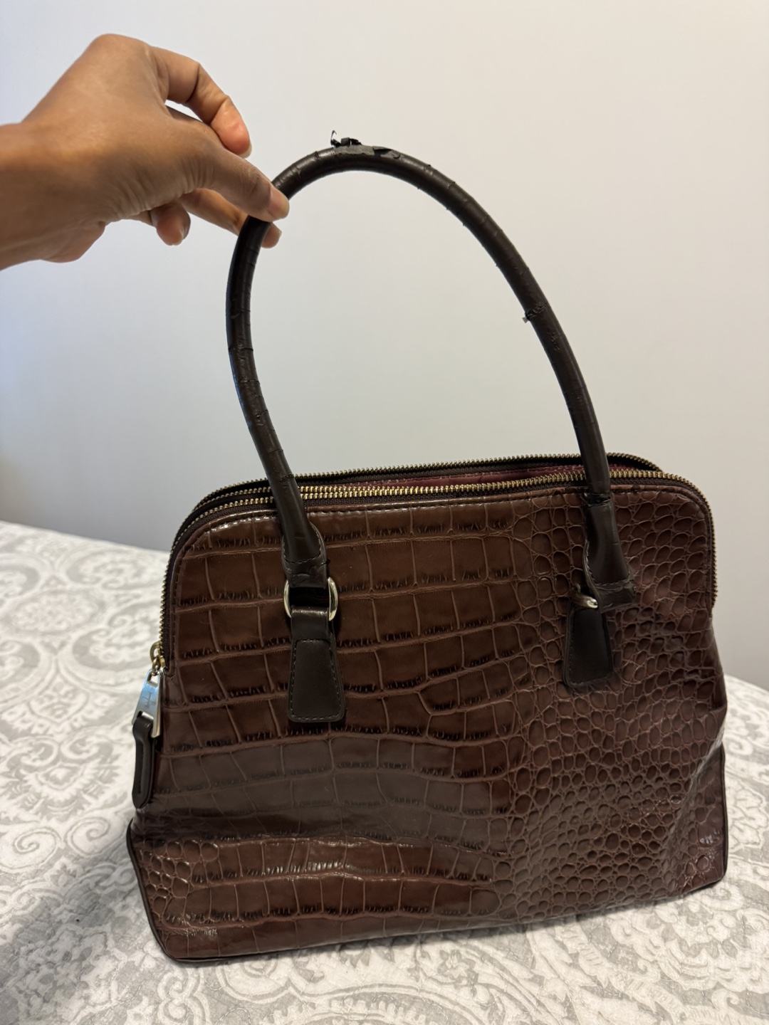 Conran Jaspar Brown Croc Embossed Satchel - photo 5