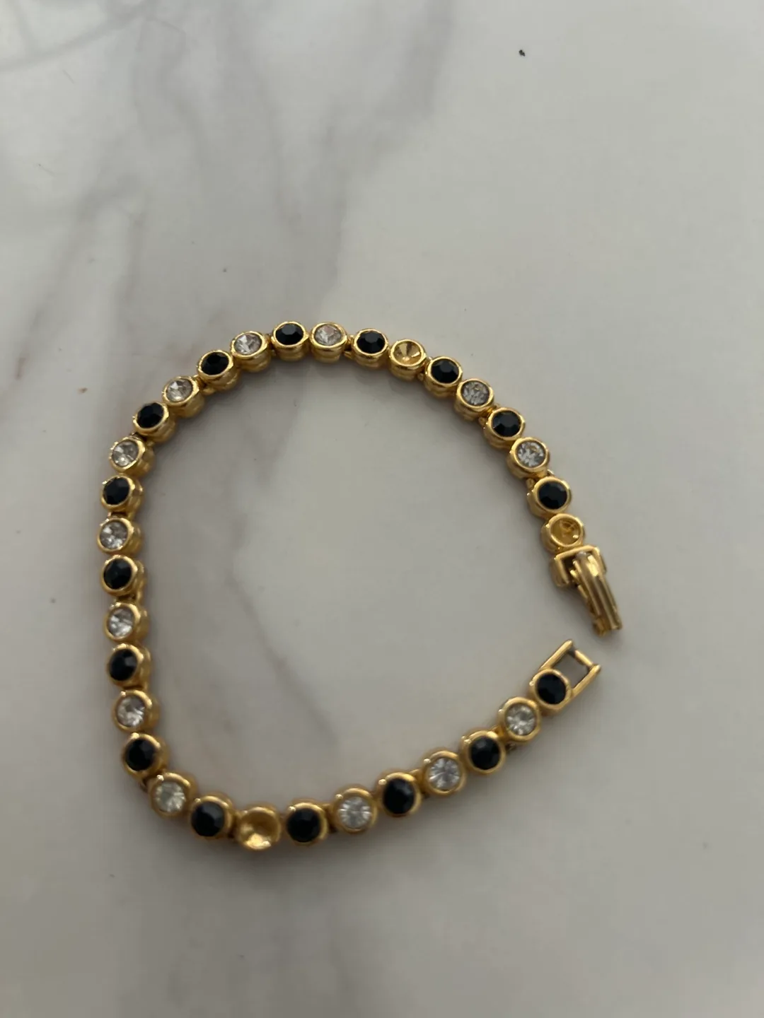 Gold-tone Bracelet with Black & White Stones thumbnail