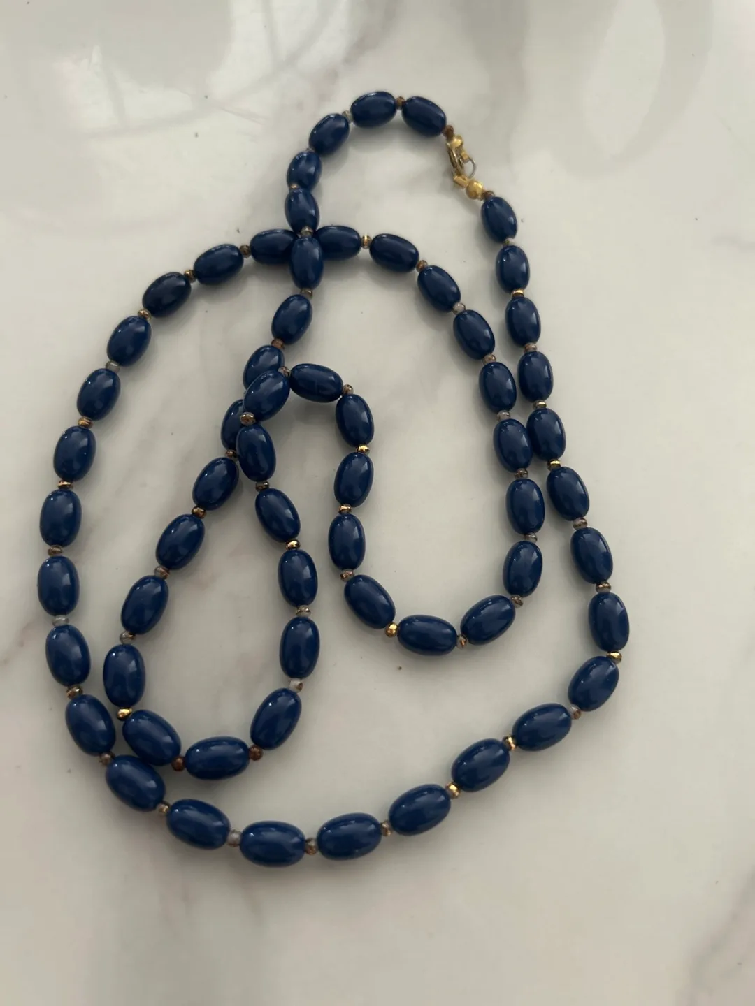 Navy Blue Beaded Necklace thumbnail