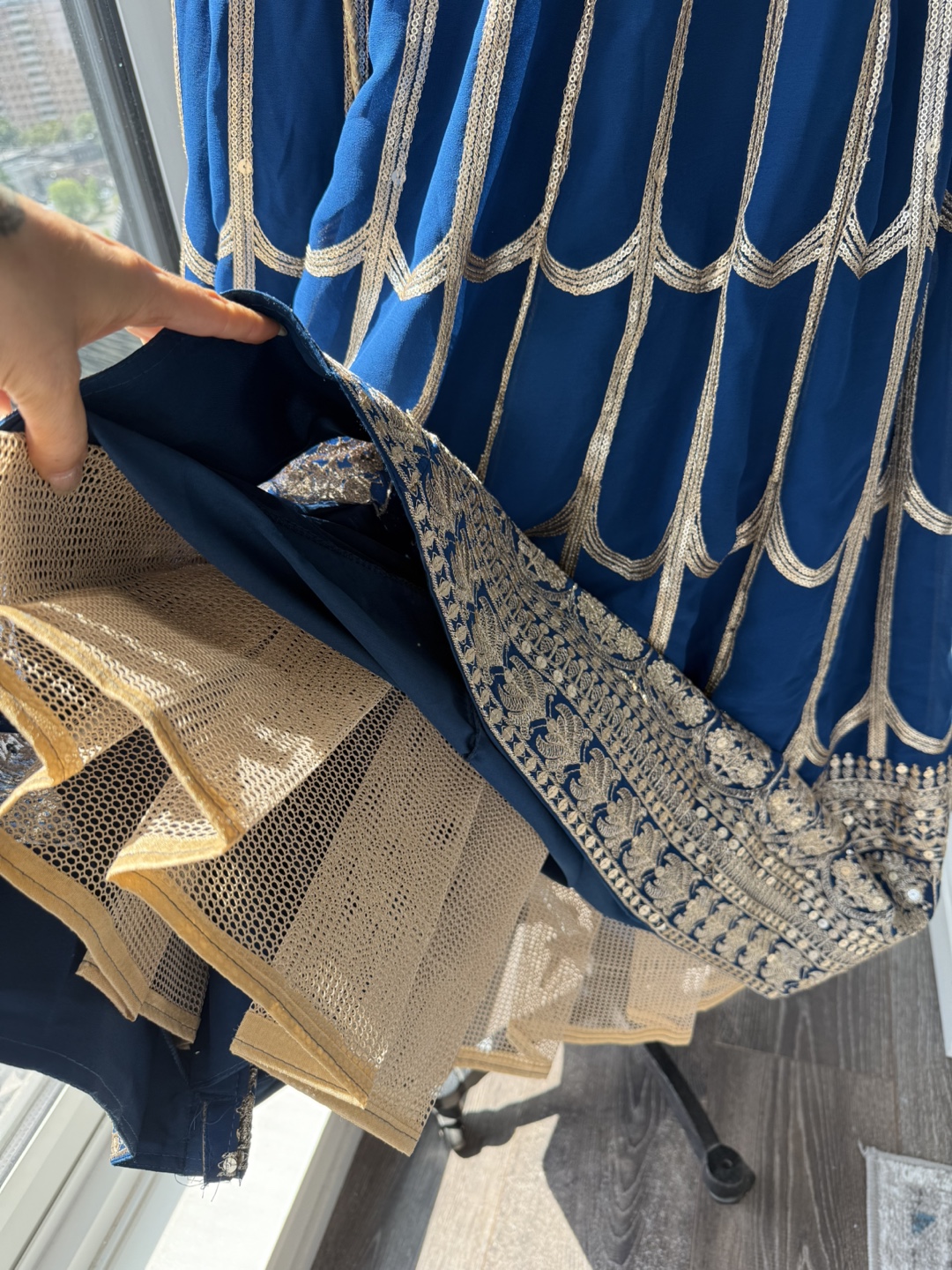 Blue & Gold Lehenga 4 piece set size small - photo 4