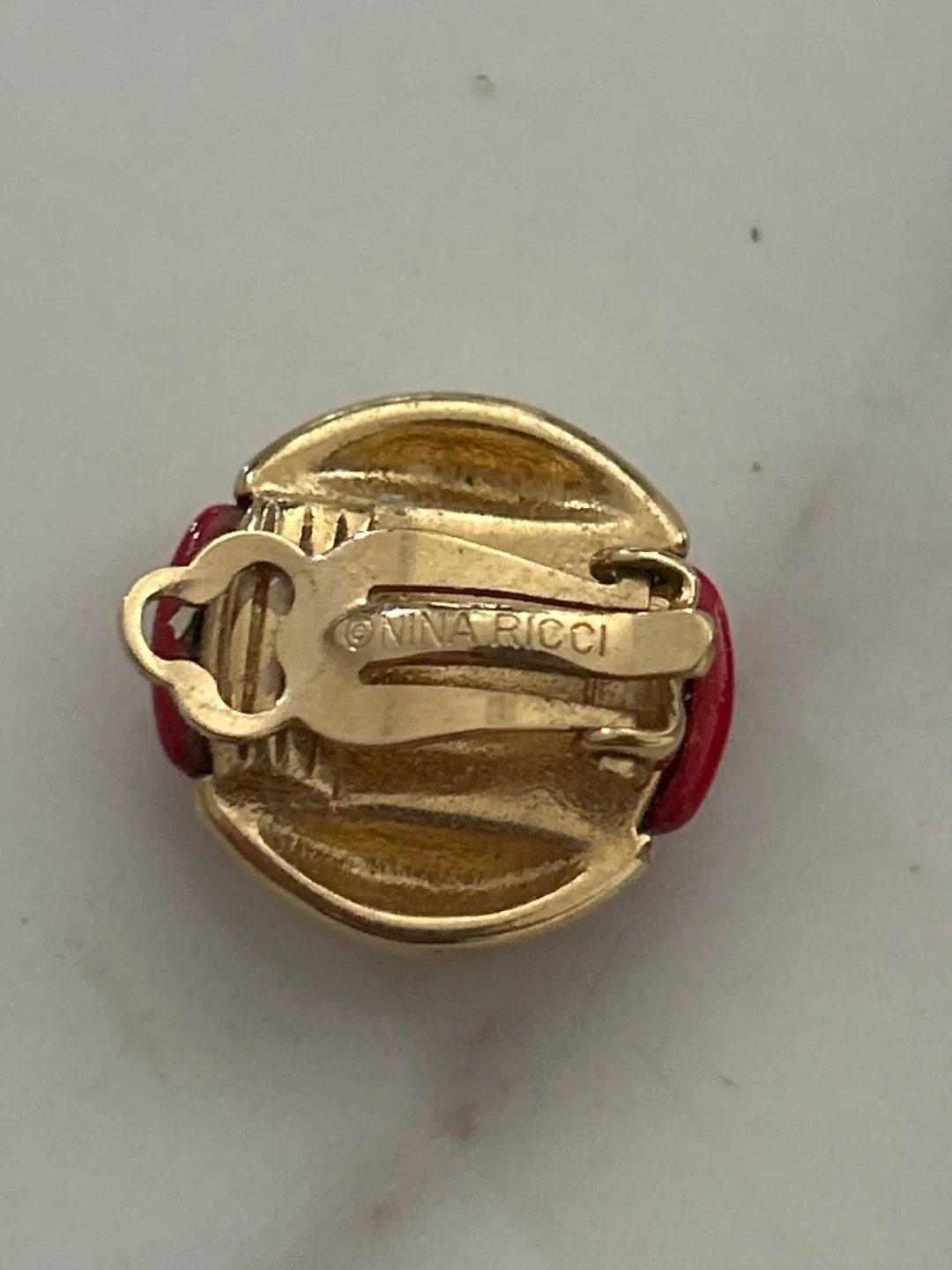 Nina Ricci Red & Gold Clip-on Earrings image indicator(2)