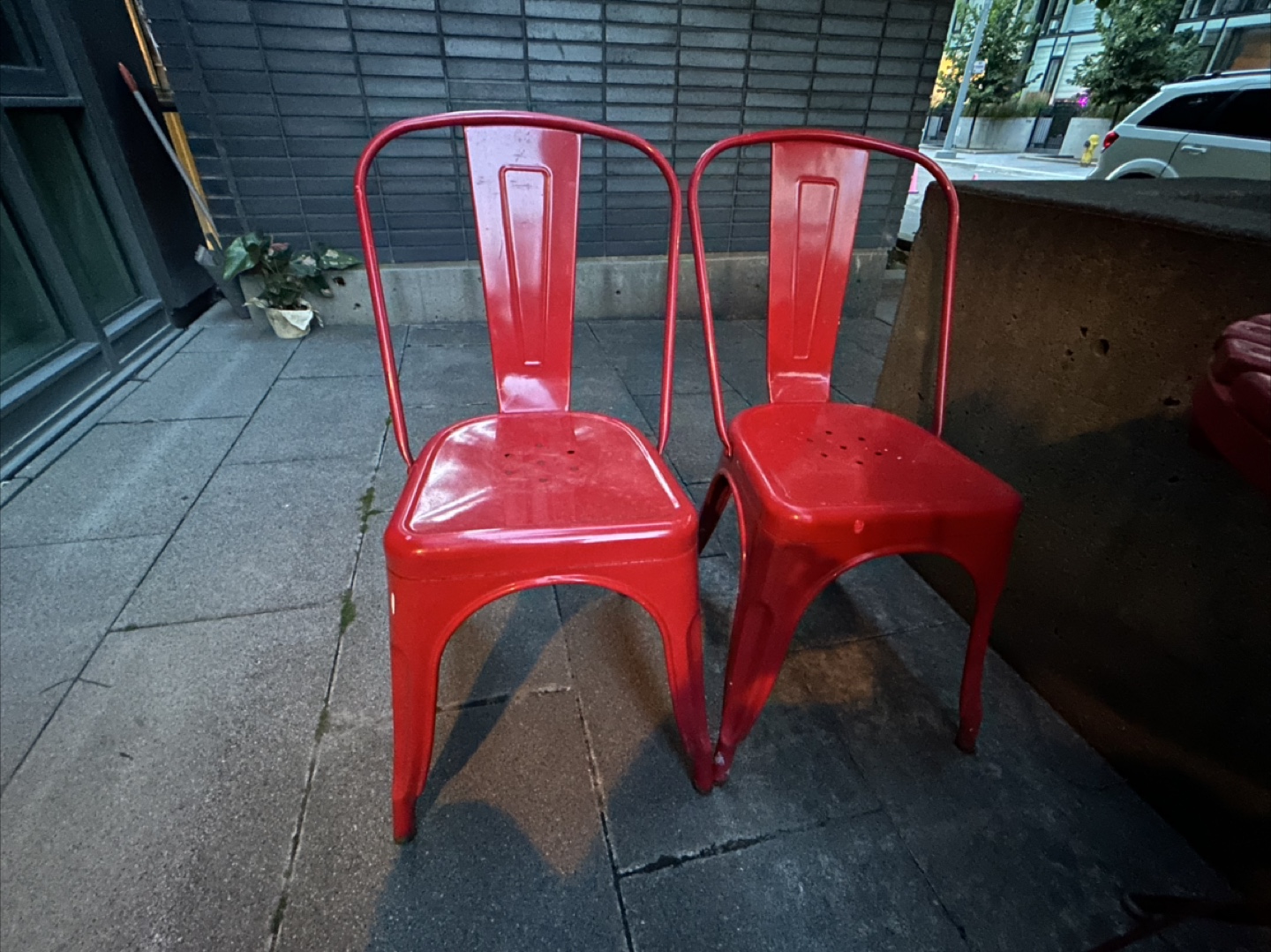 Red Metal Outdoor Chairs - Set of Two