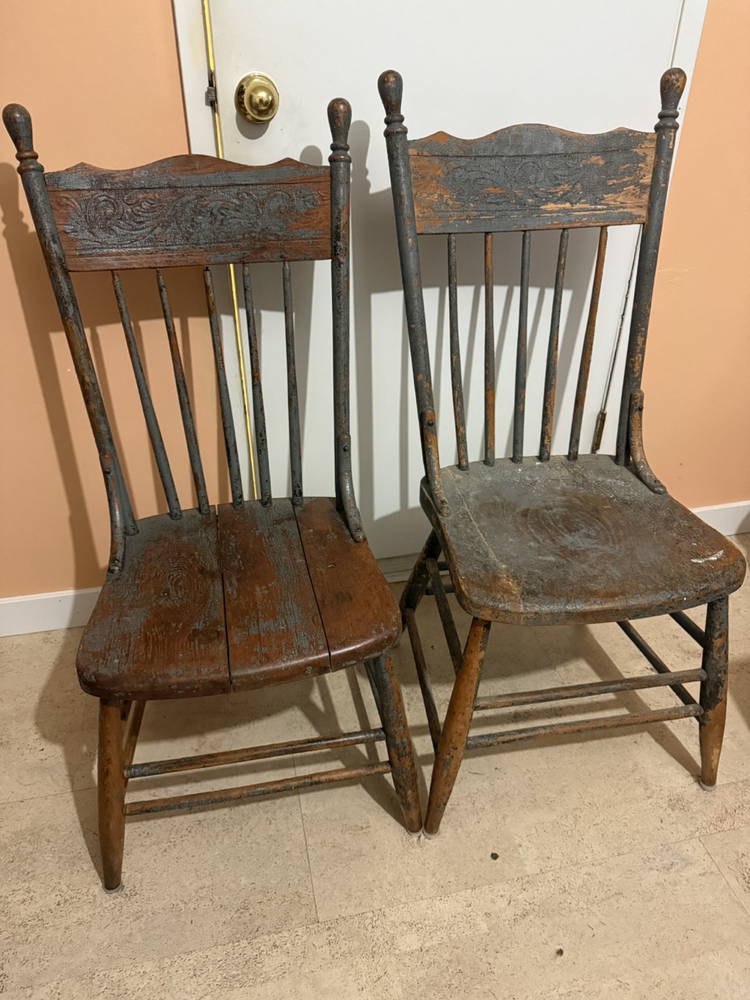 Set of 2 Vintage Wooden Chairs