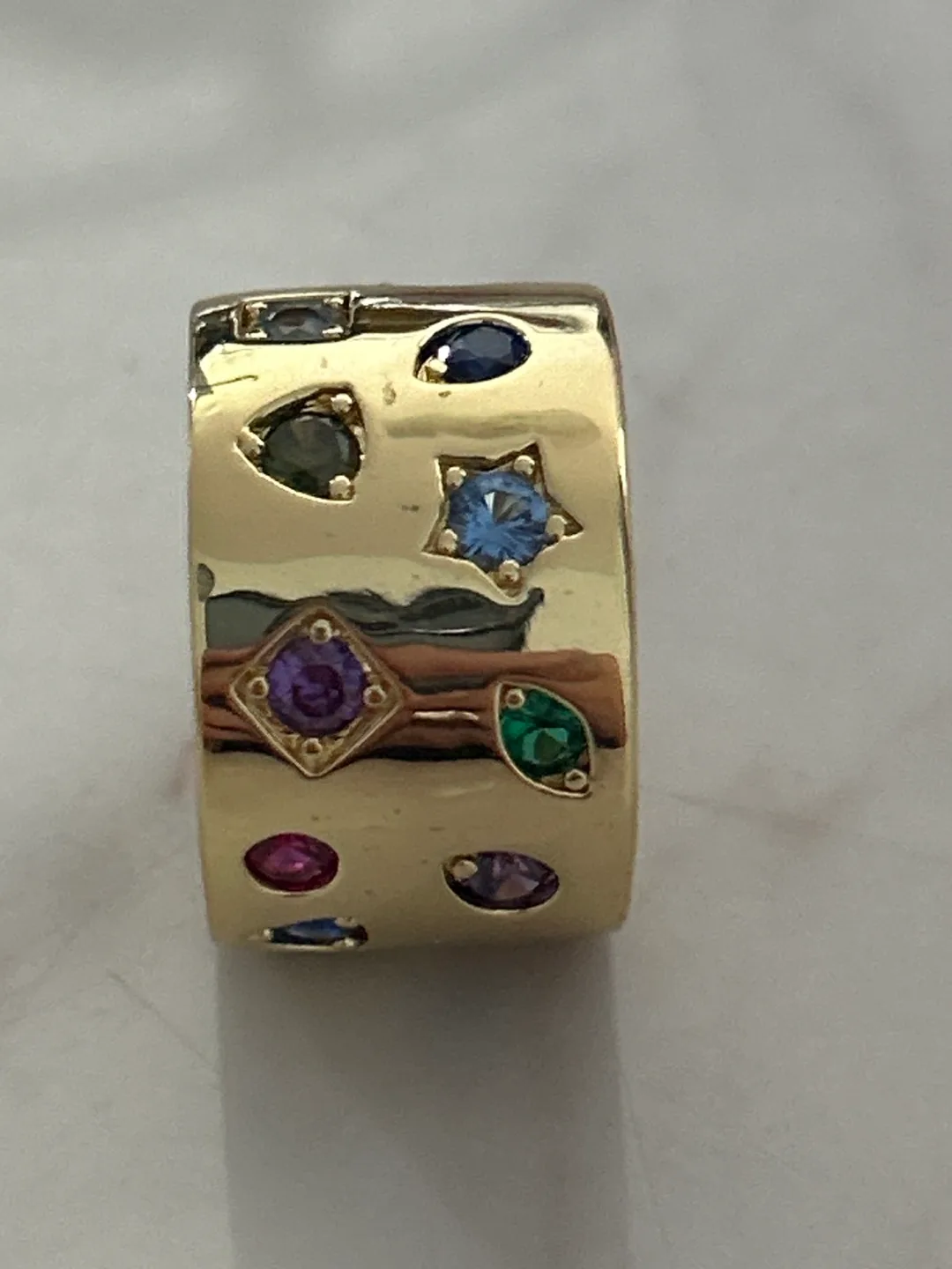 Gold Ring with Colorful Gemstones, Size 7 thumbnail