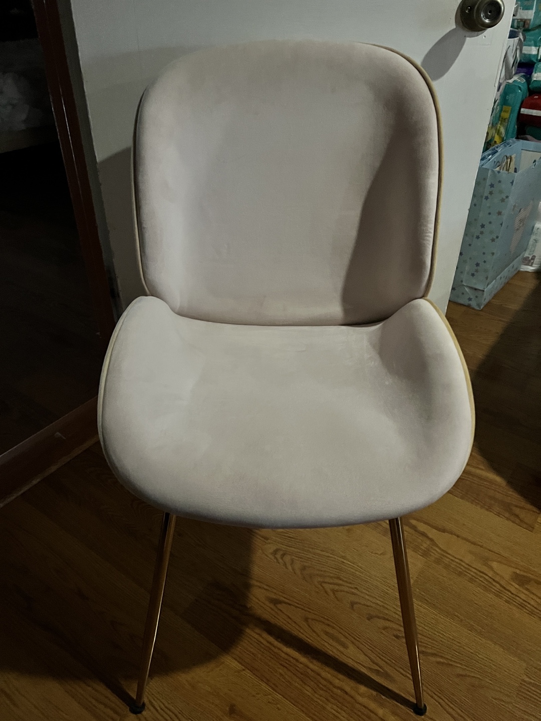 Velvet Dining Chair - Blush Pink & Gold