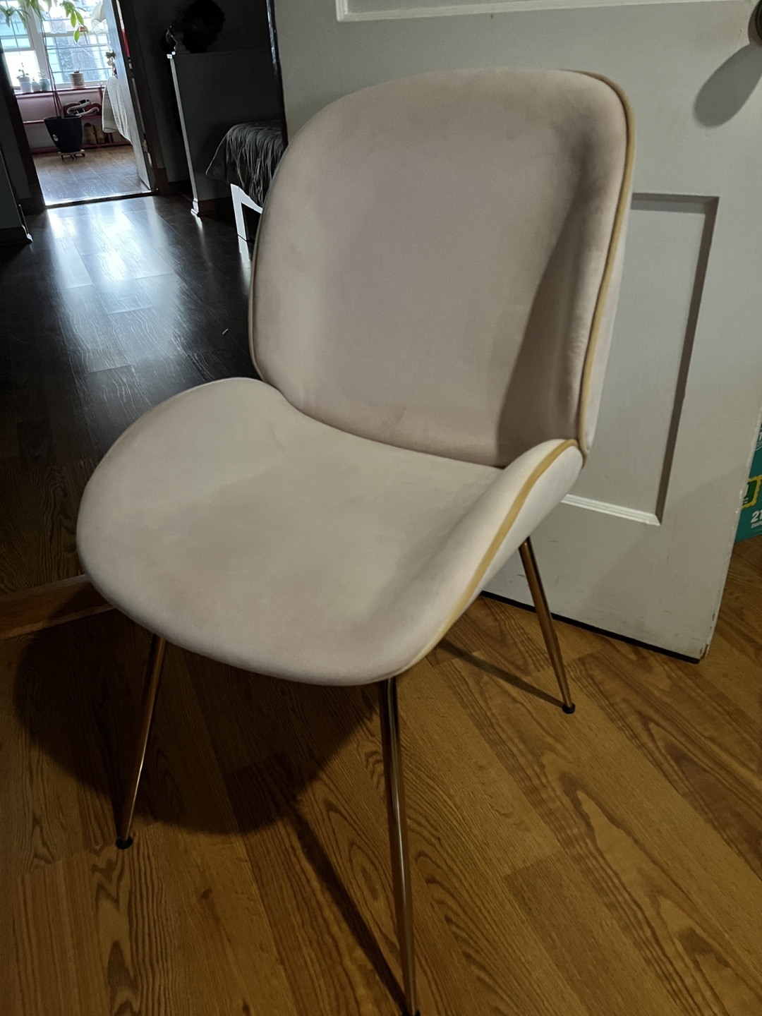 Velvet Dining Chair - Blush Pink & Gold - photo 2