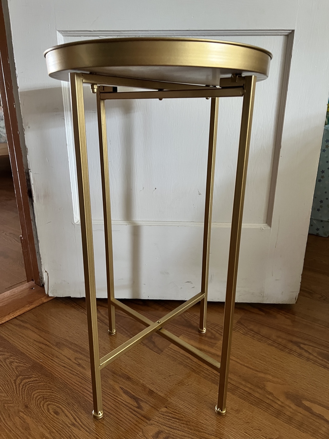 Round Side Table - Gold & Dark Green, 25" Height