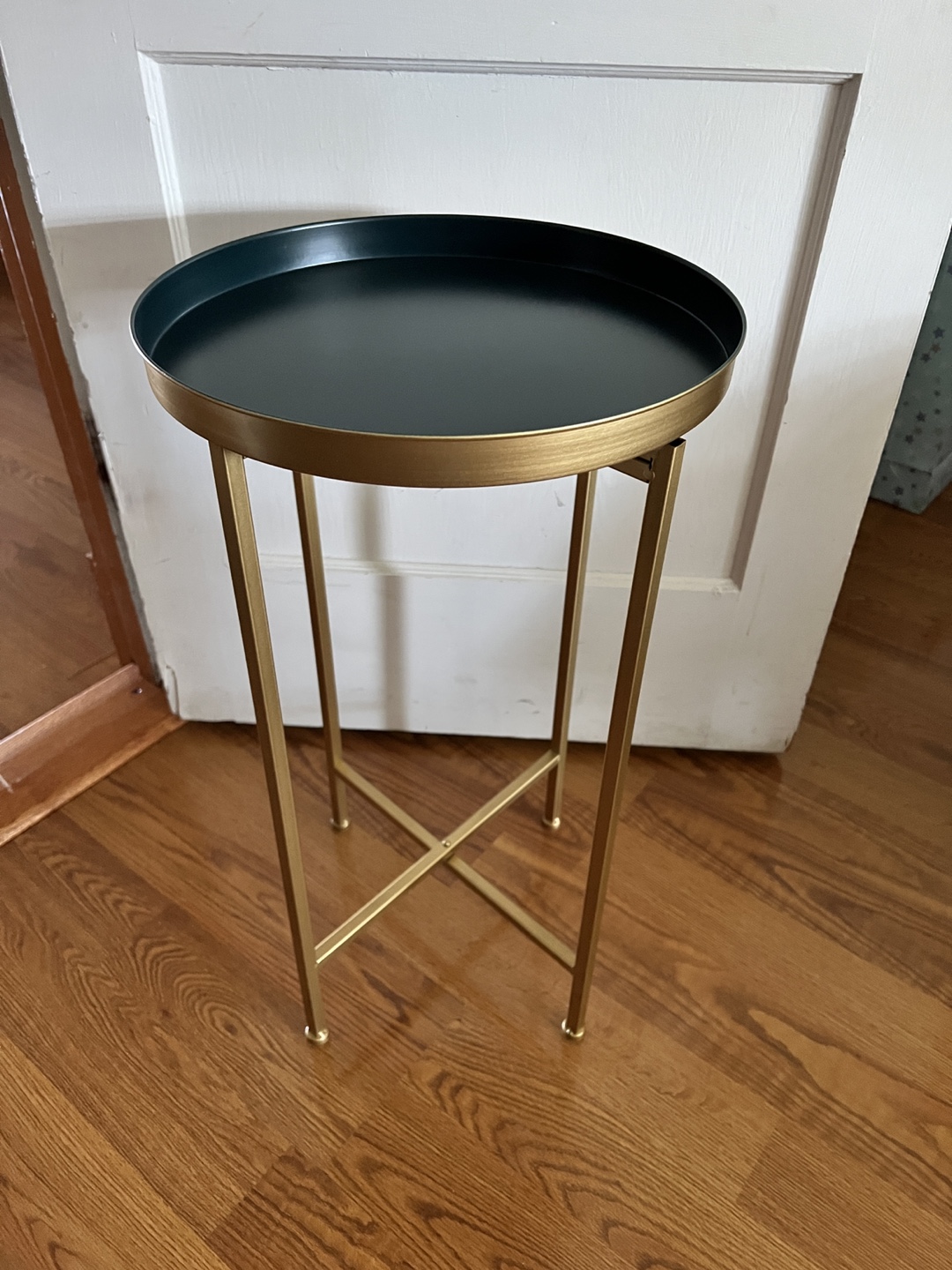 Round Side Table - Gold & Dark Green, 25" Height - photo 2