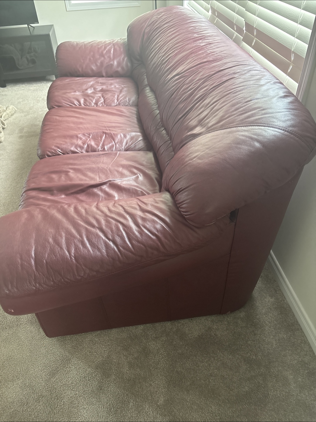 Burgundy Leather Sofa - photo 2