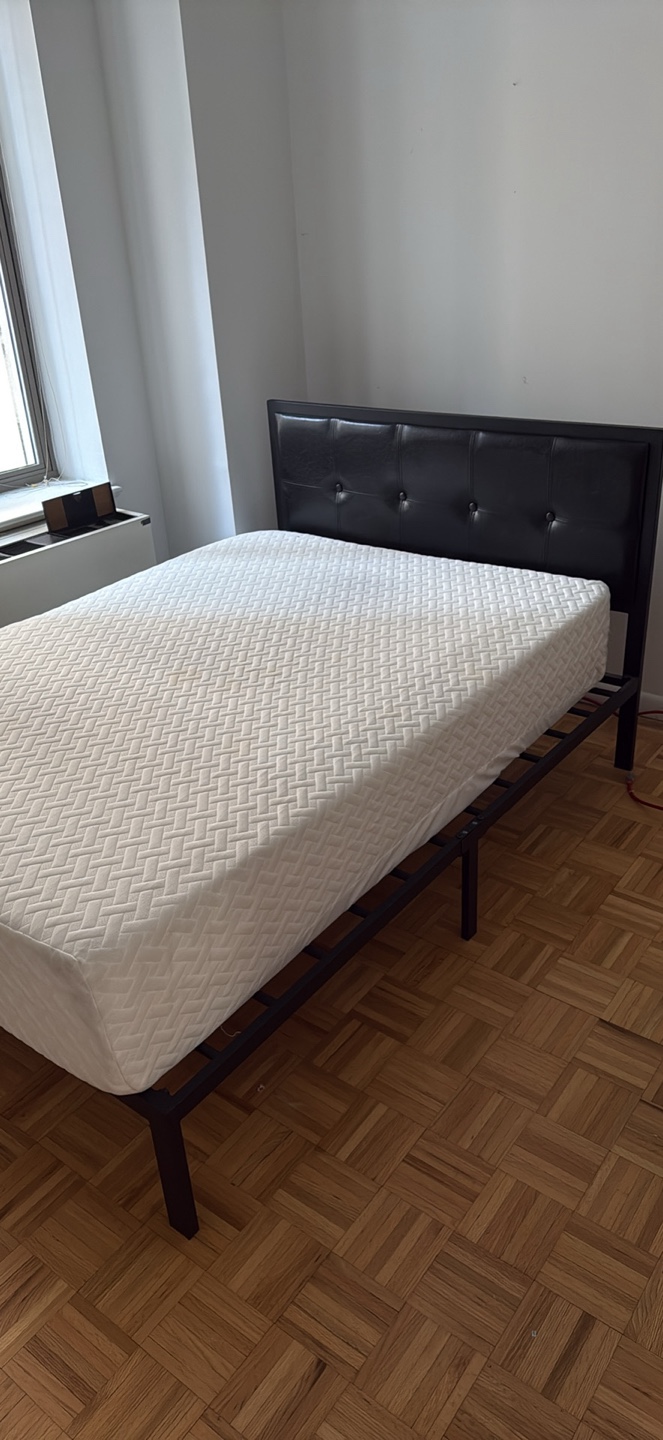 Black Leather Headboard Bed Frame and mattress ( Full )