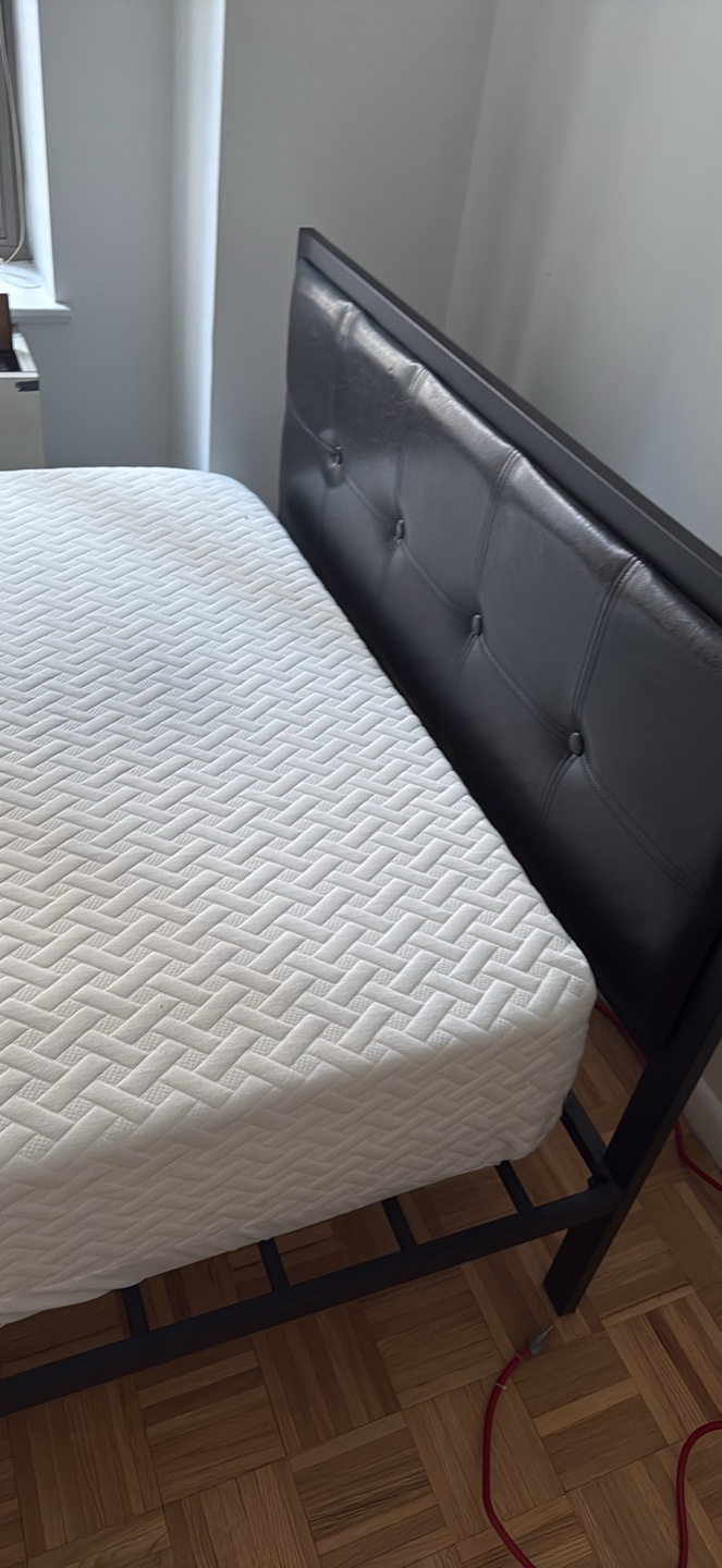 Black Leather Headboard Bed Frame and mattress ( Full ) - photo 2