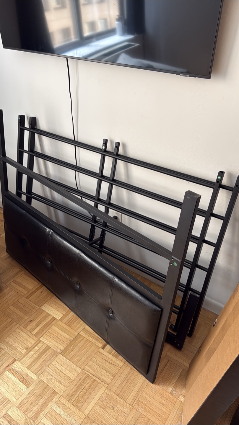 Black Leather Headboard Bed Frame and mattress ( Full ) - photo 4