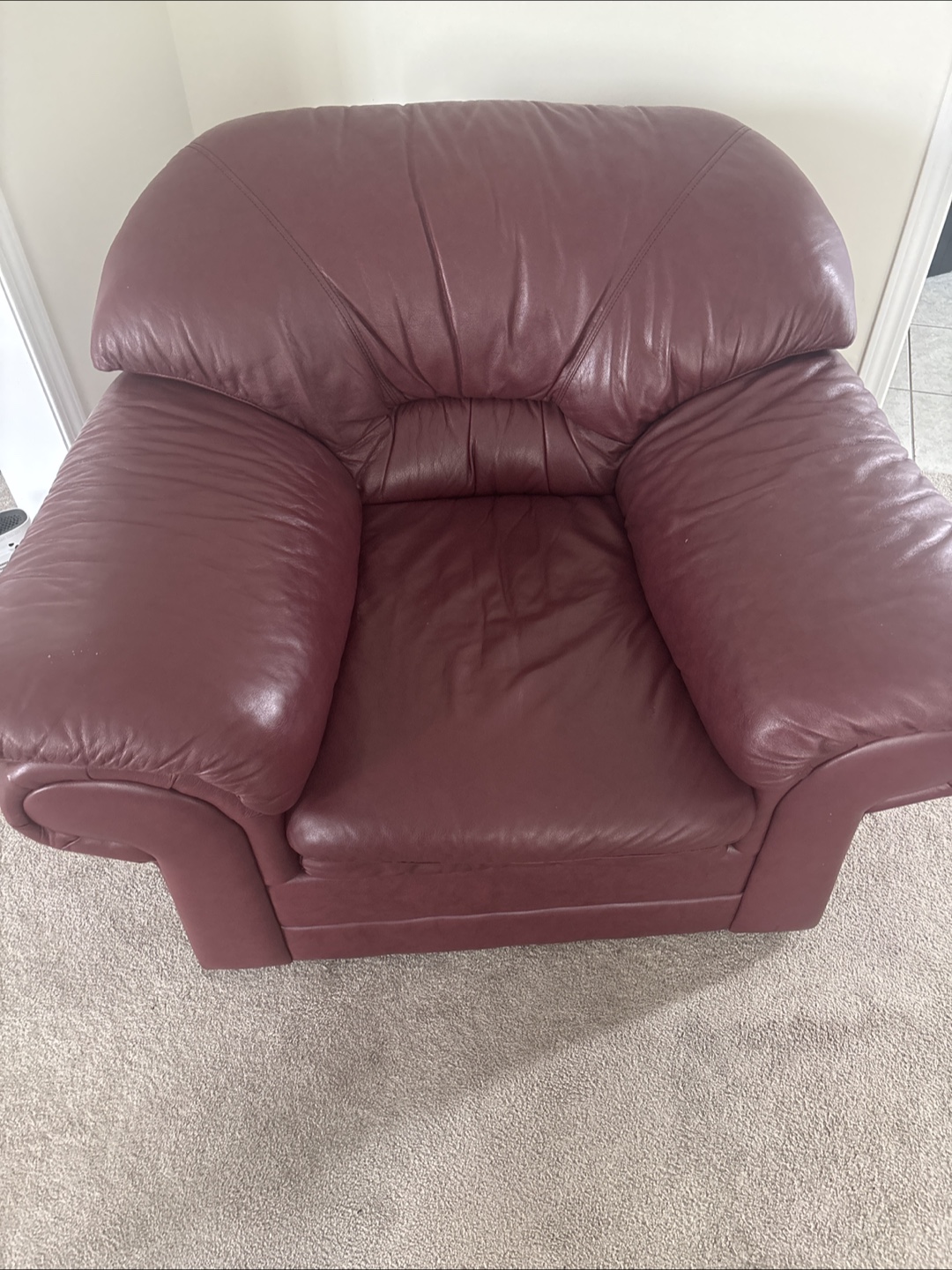 Leather Armchair - Burgundy