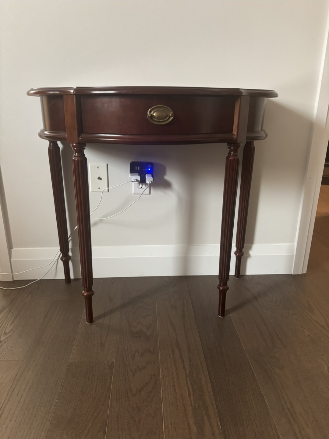 Dark wood side table with drawer - photo 3