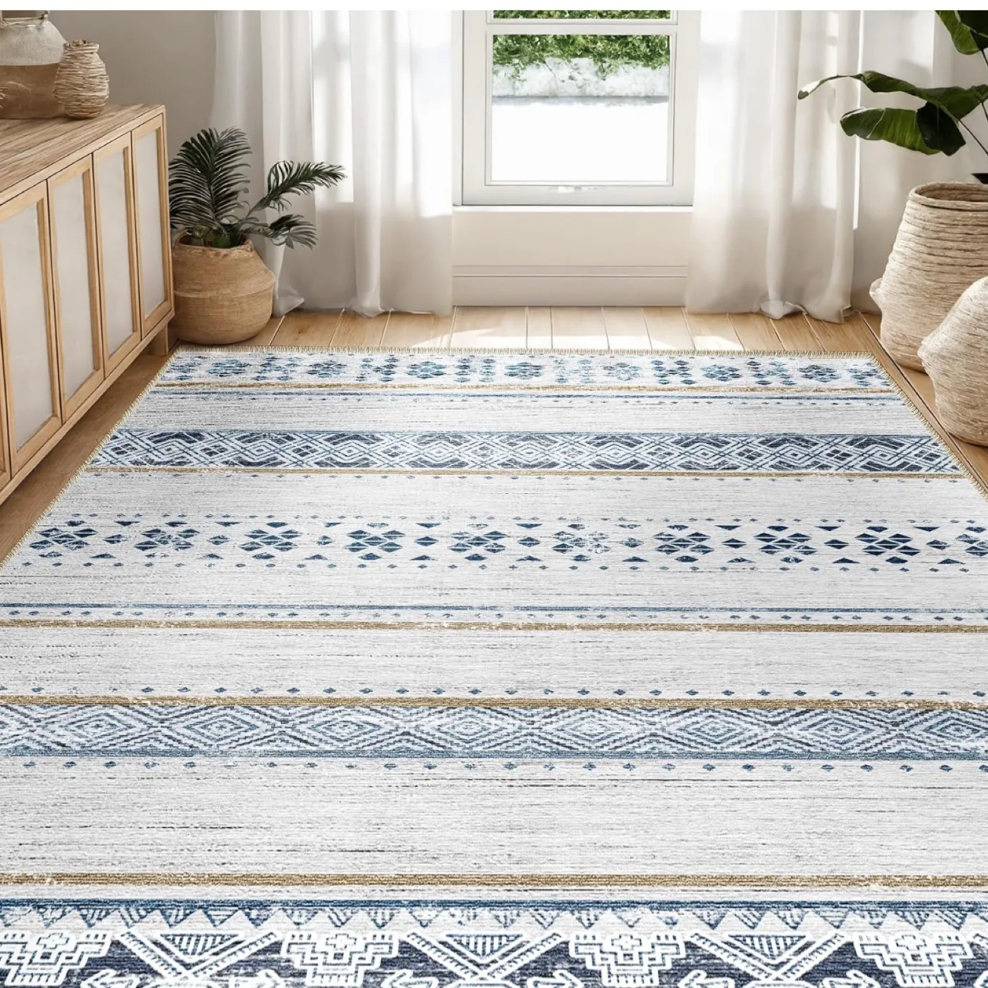 Area Rug 5x7 Geometric Moroccan Living Room thumbnail