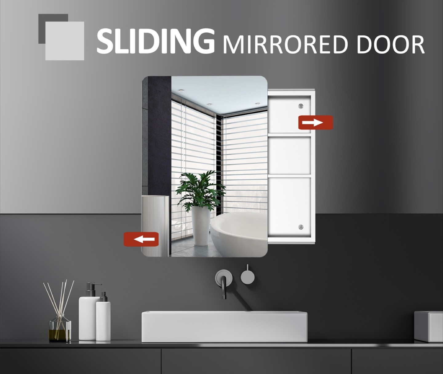 Wall-Mounted Mirror Cabinet with Mirror and 3-tier Storage