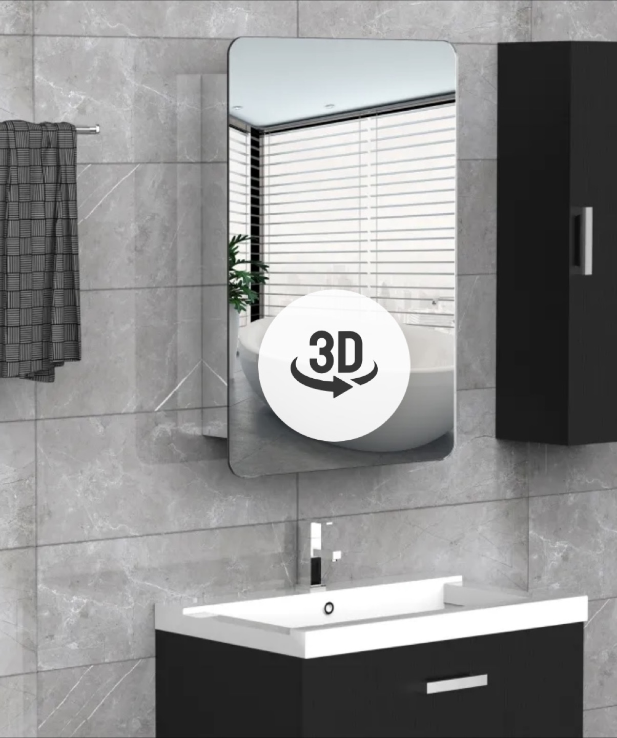 Wall-Mounted Mirror Cabinet with Mirror and 3-tier Storage - photo 5