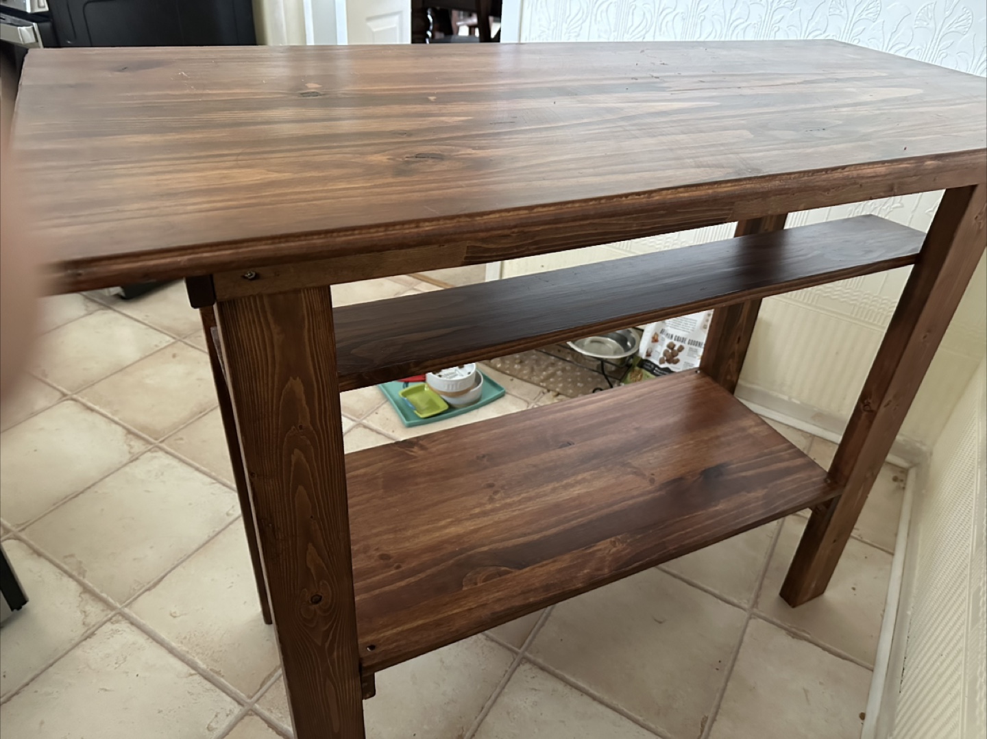 Wood Console Table with Shelves