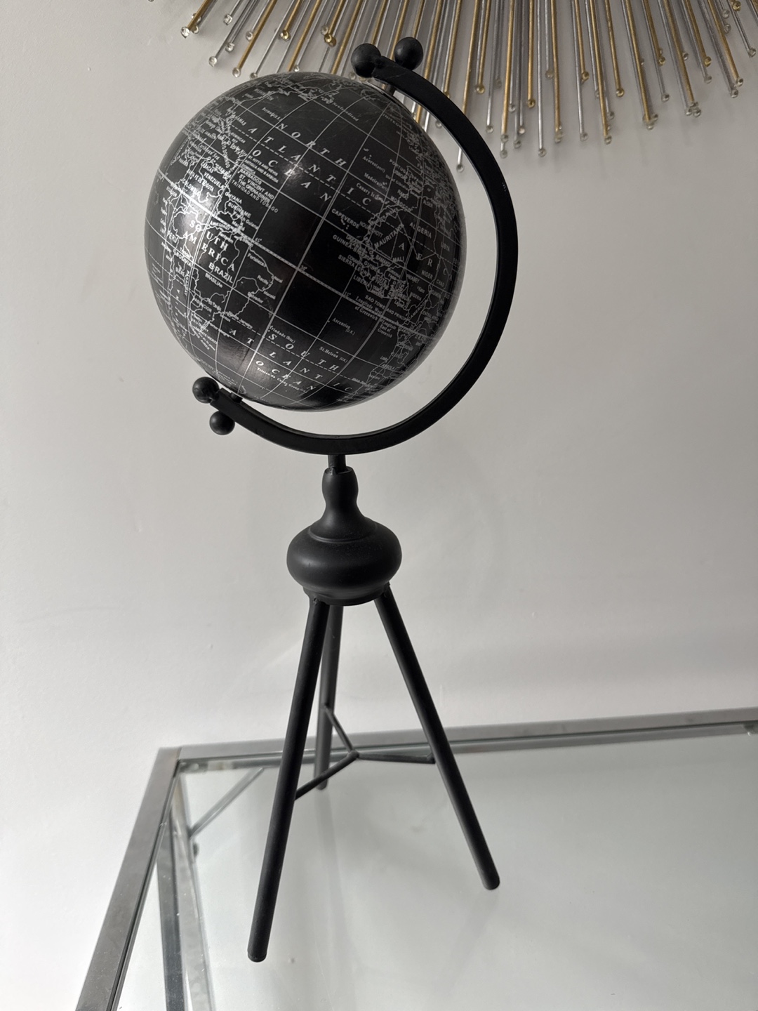 Black Decorative Globe on Stand