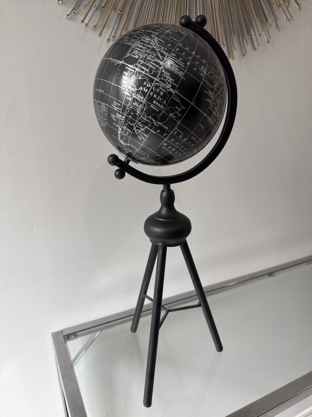 Black Decorative Globe on Stand - photo 2