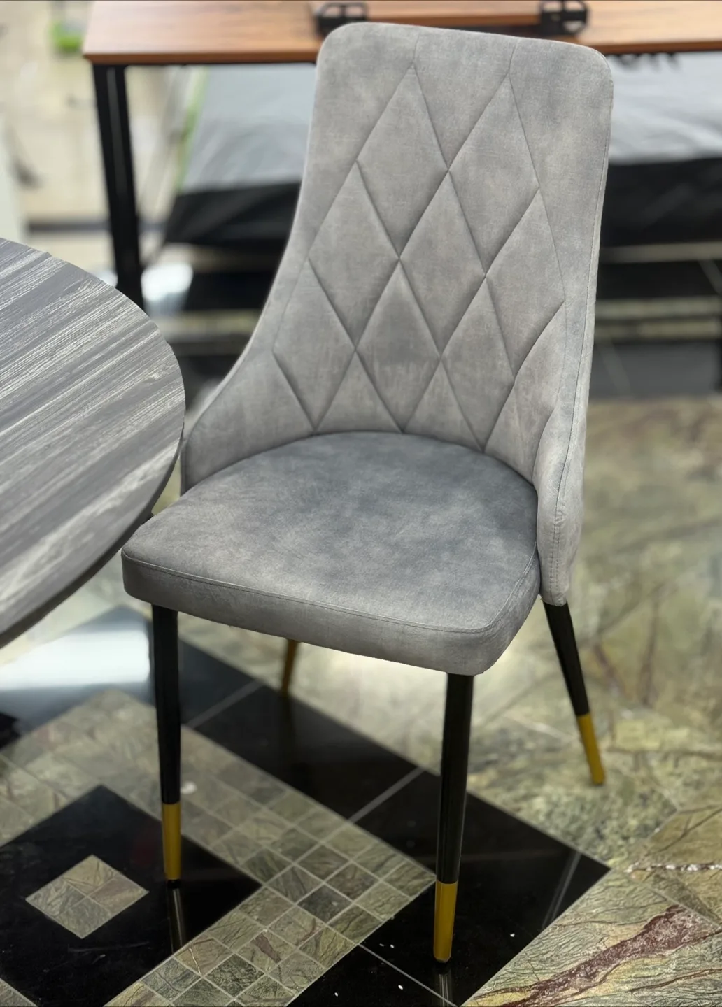(NEW) Velvet Grey set of 4 Dining Chairs thumbnail