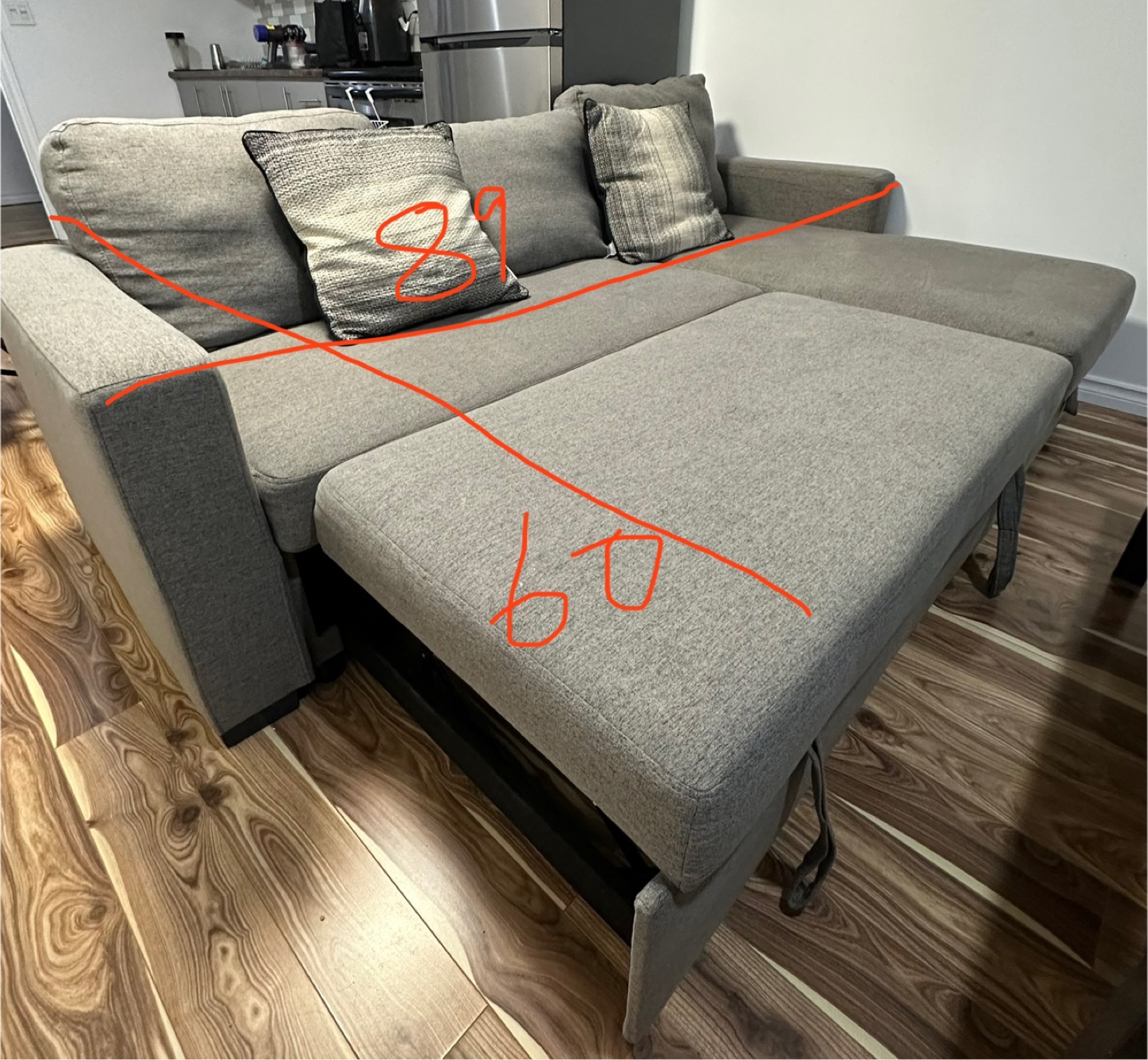 Grey Sectional Sofa with Pull-Out Bed - photo 3
