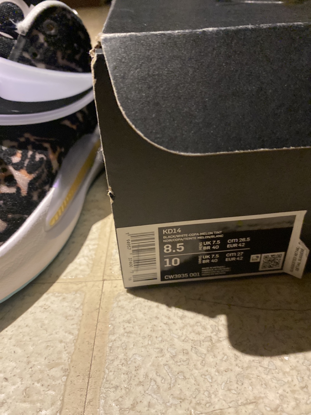 Nike KD14 Black/White/Melon Tint, Size 8.5 - photo 3