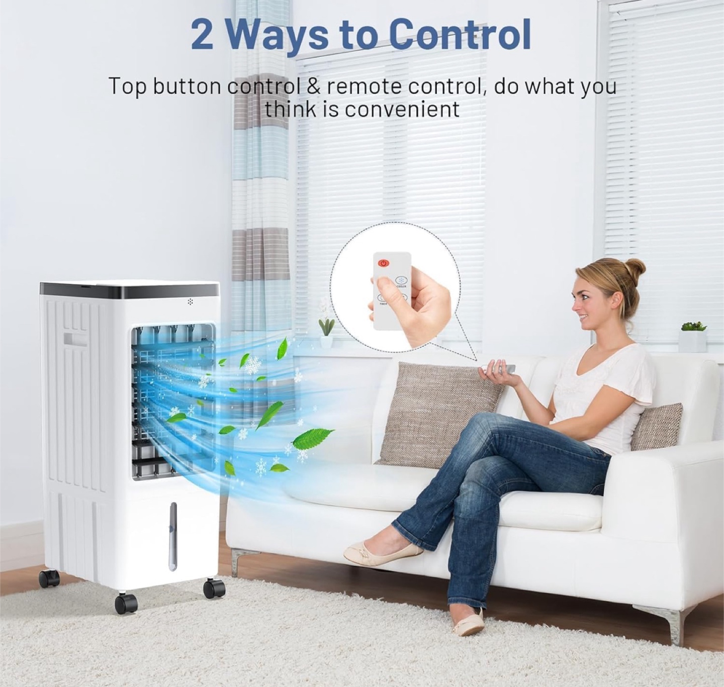Portable Air Cooler with 2Gal Water Tank & 3 Speed - photo 5