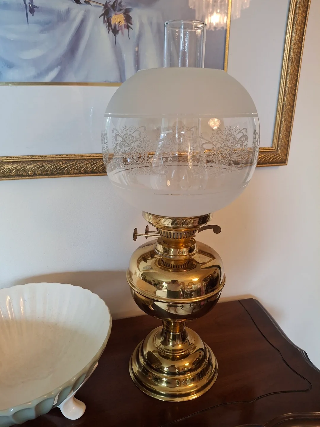 Vintage brass hurricane lamp 🥕 thumbnail