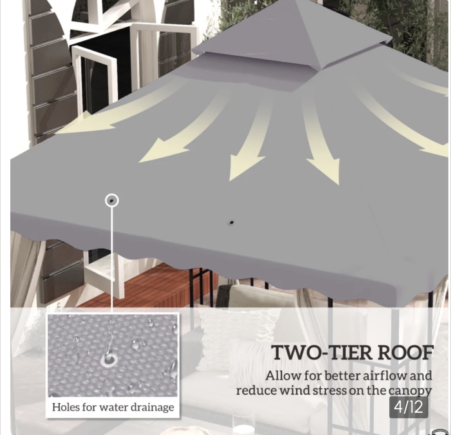10’x10’ GazeboReplacement Canopy Cover, TOP ONLY - photo 3