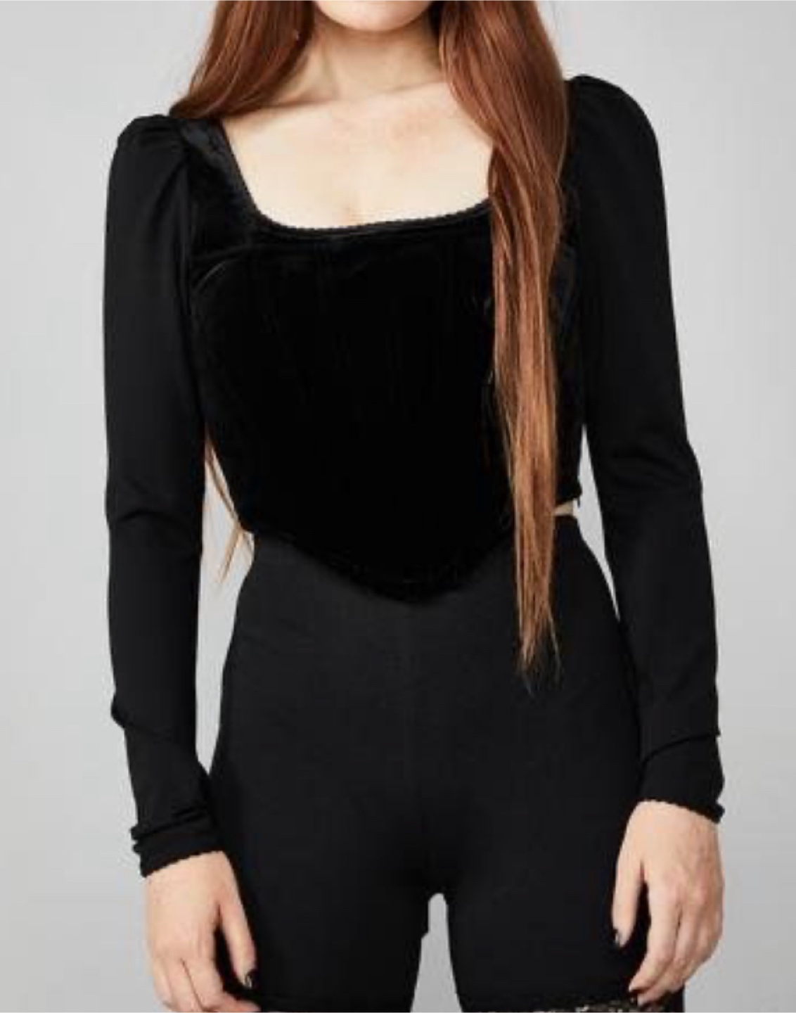 WIDOW Black Velvet Lace-Up Top - Size L