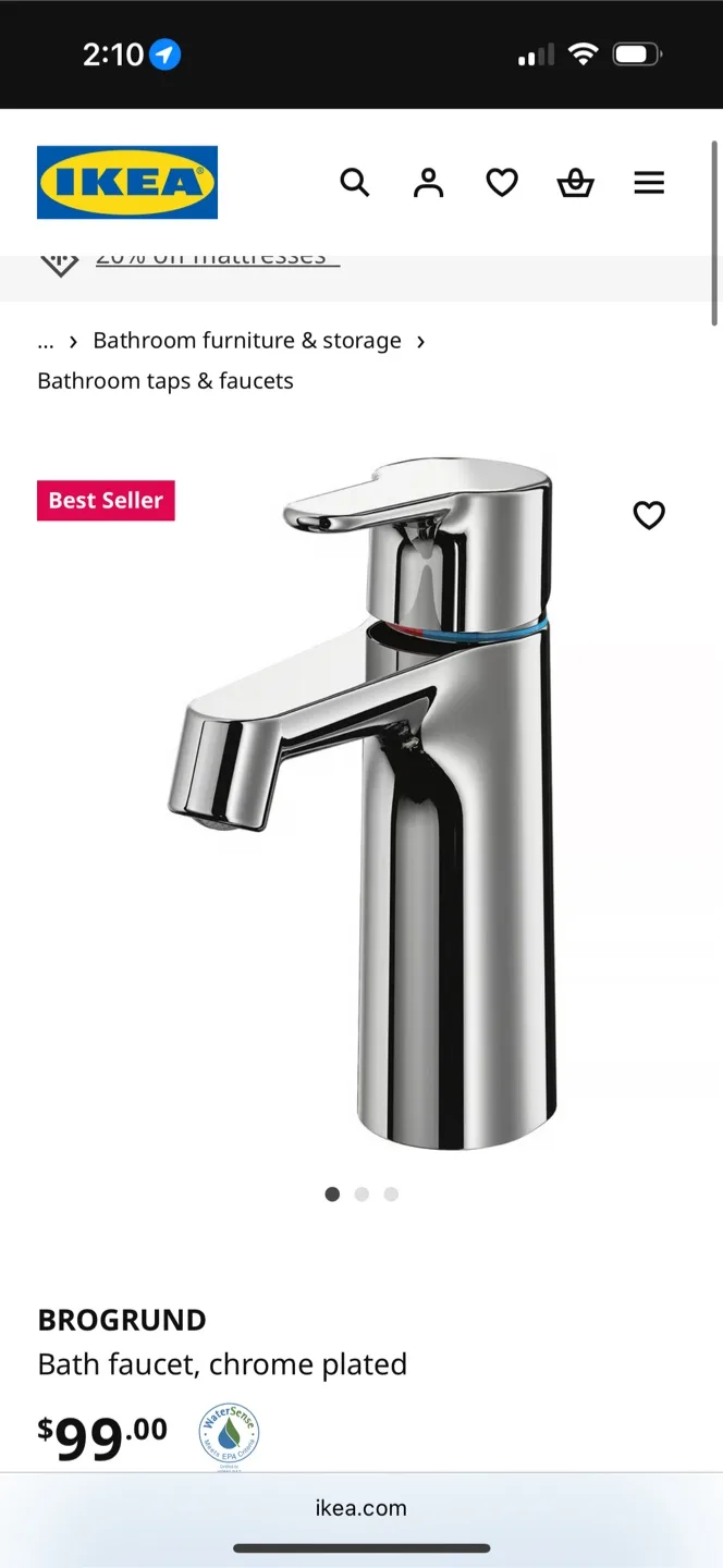 IKEA Brogrund Bath Faucet - Chrome Plated thumbnail