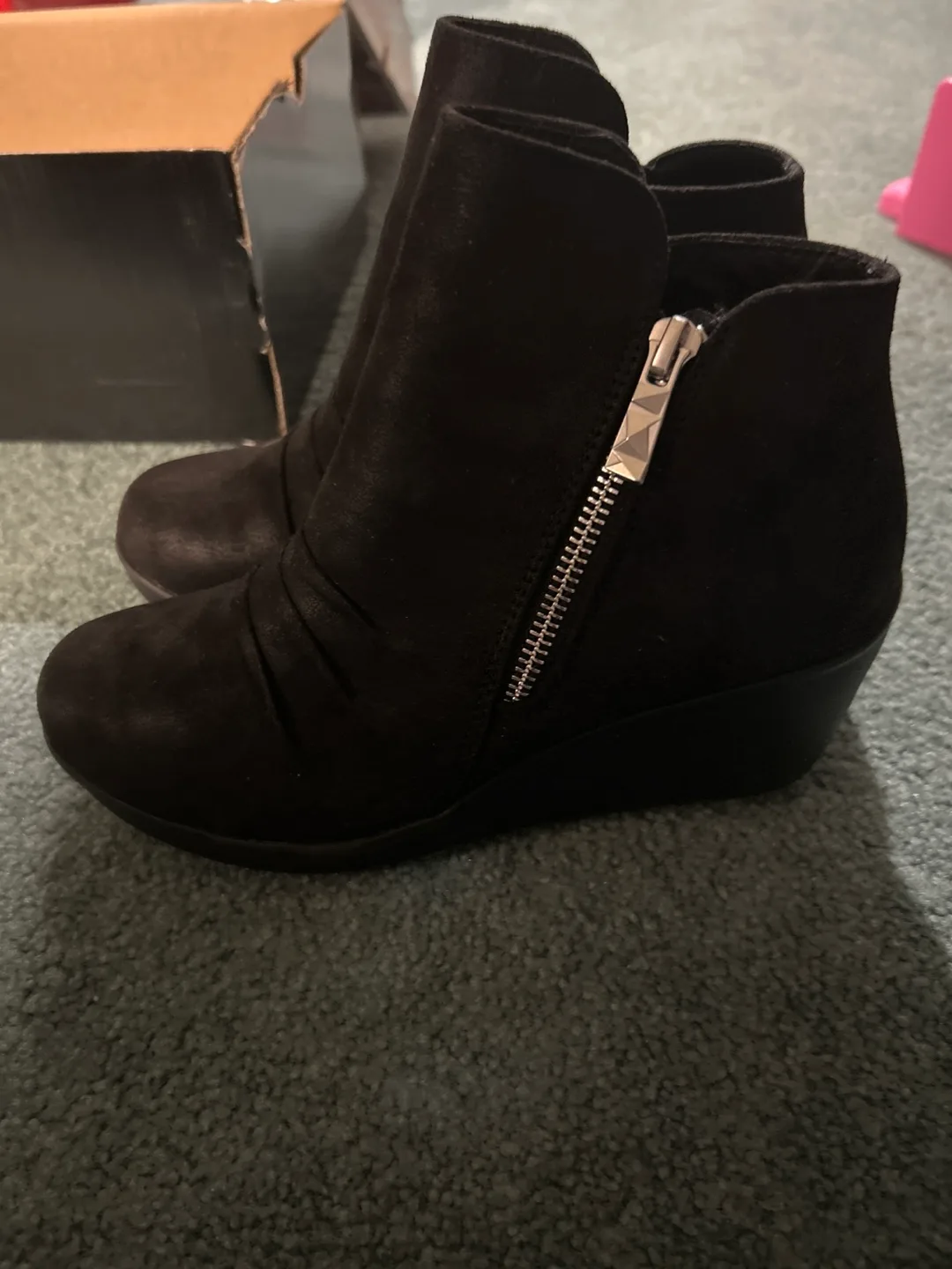 Skechers Black Wedge Ankle Boots, Size 6 image indicator(2)