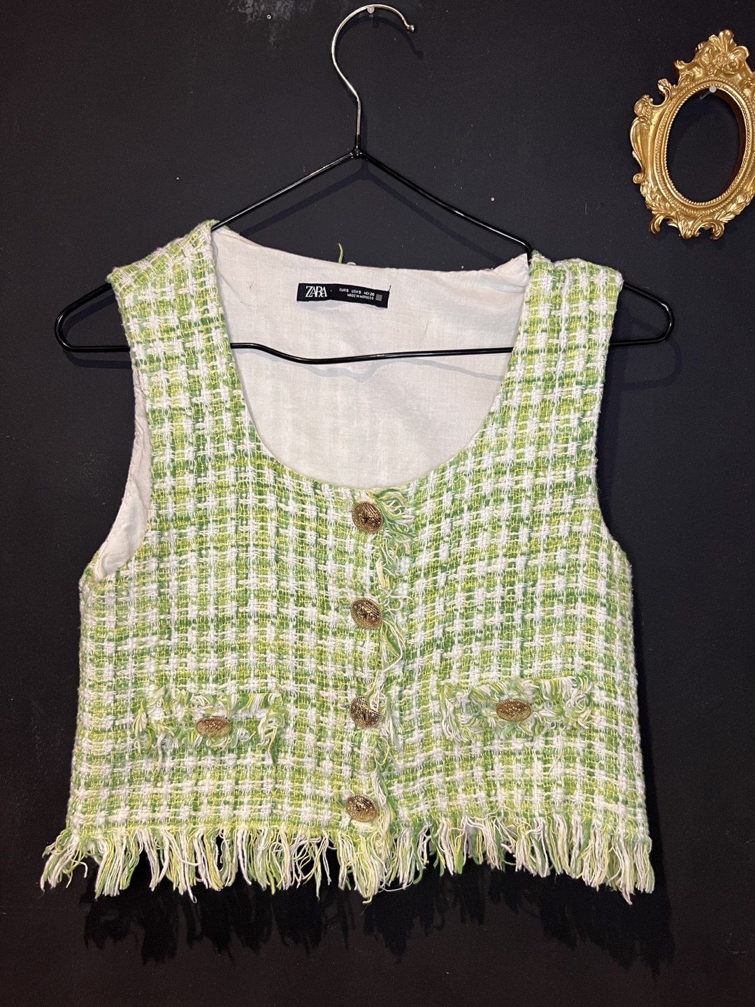 Zara Green Tweed Vest - Size S