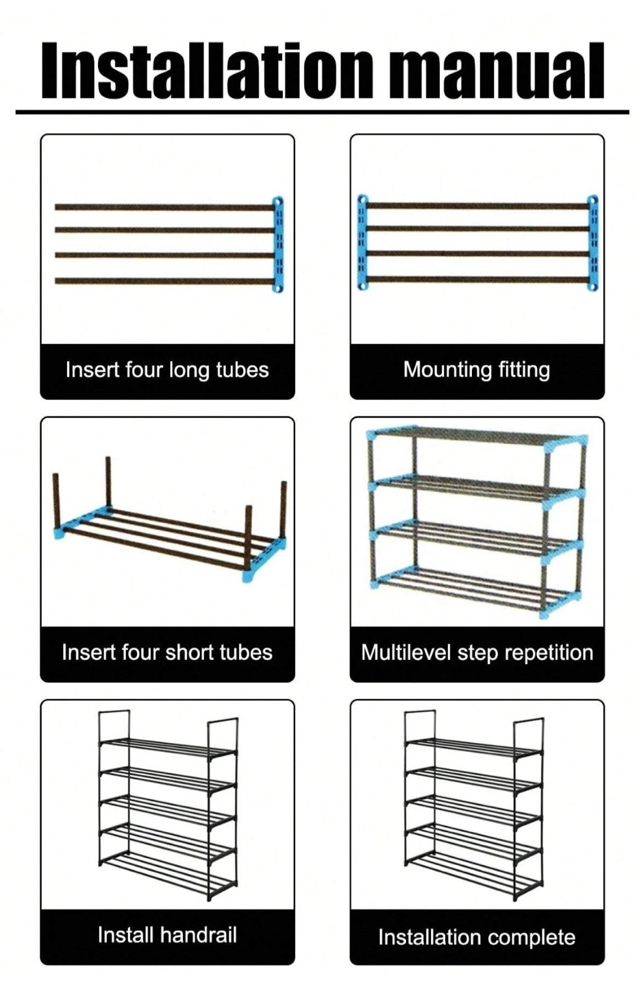 5-Tier Metal Shoe Rack - Black - photo 2