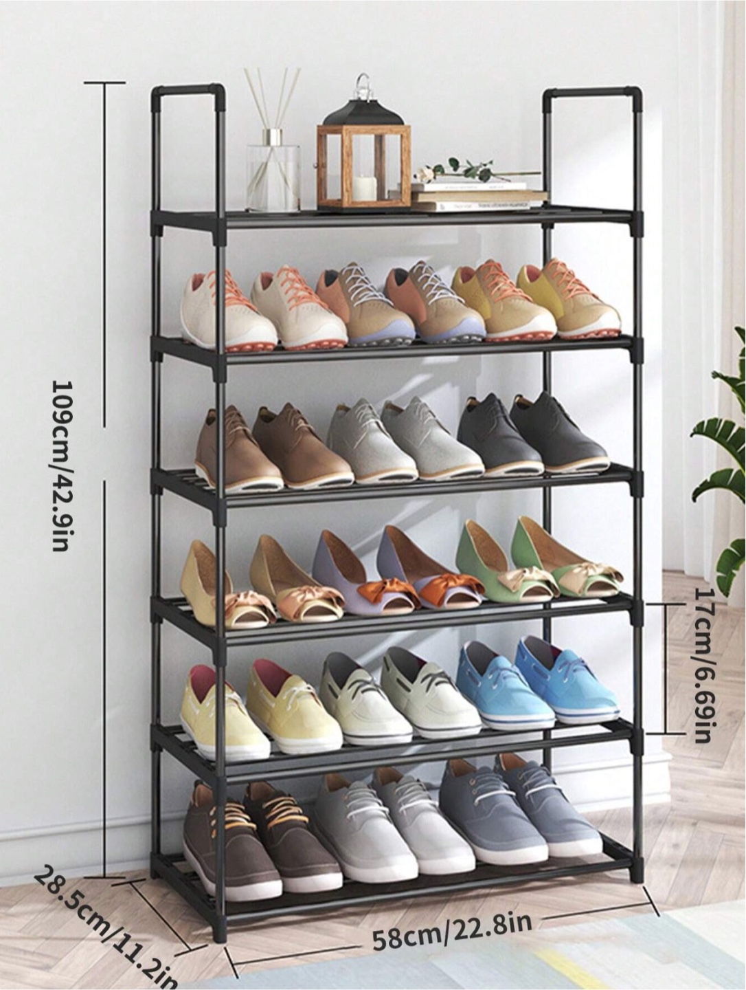 5-Tier Metal Shoe Rack - Black