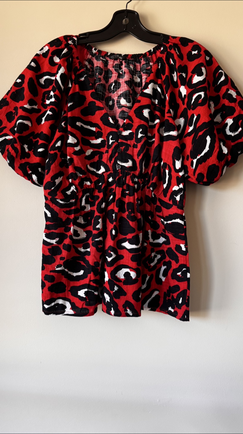 Red & Black Leopard Print Blouse - photo 4