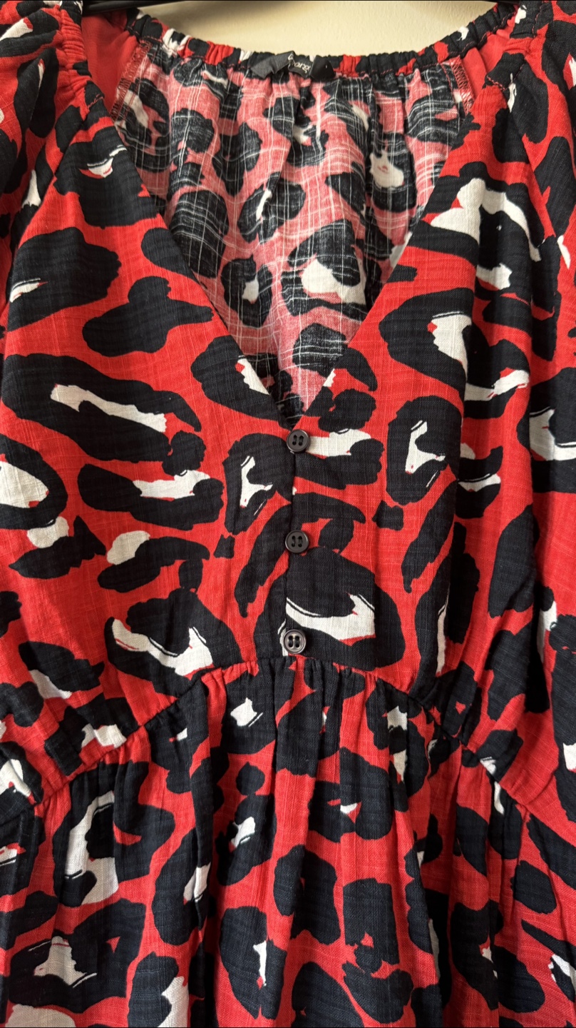 Red & Black Leopard Print Blouse - photo 3